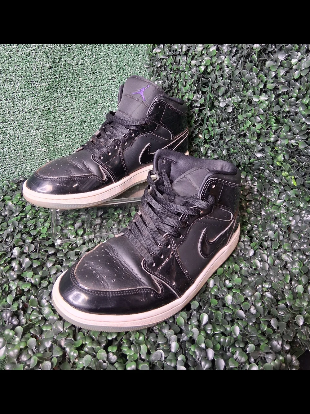 Jordan Black High-Top Sneakers with Purple Jumpman